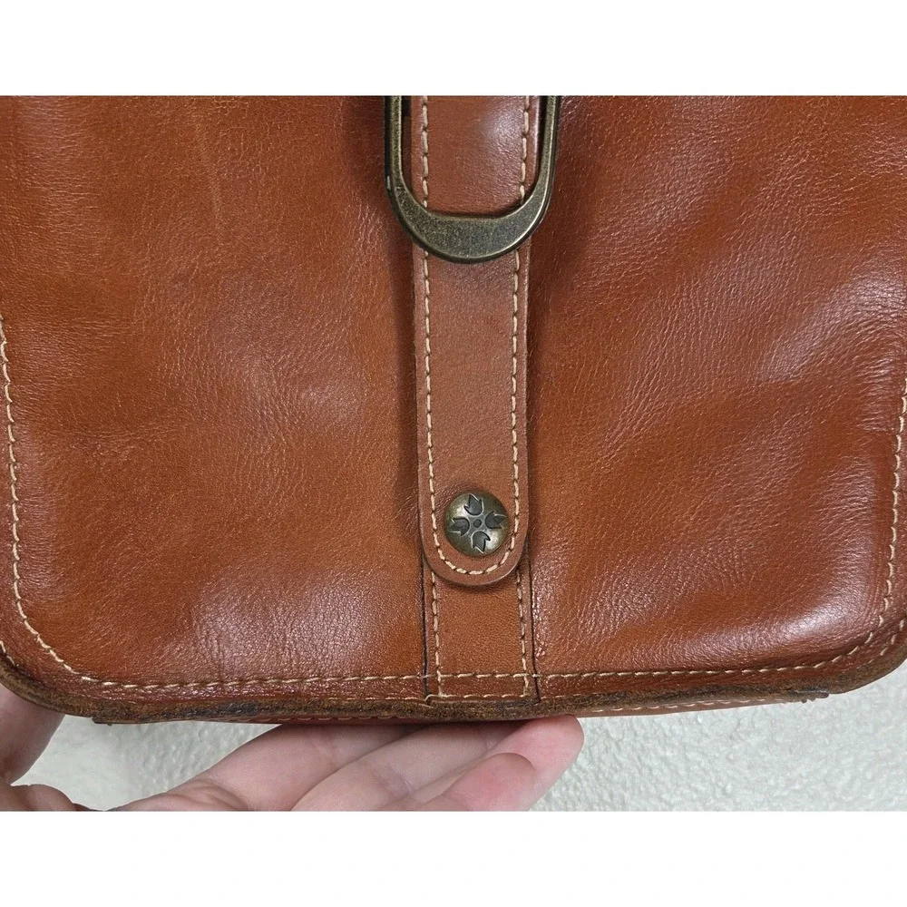 Patricia Nash Venezia Italian Leather  Crossbody Bag Cognac Brown Adjustable